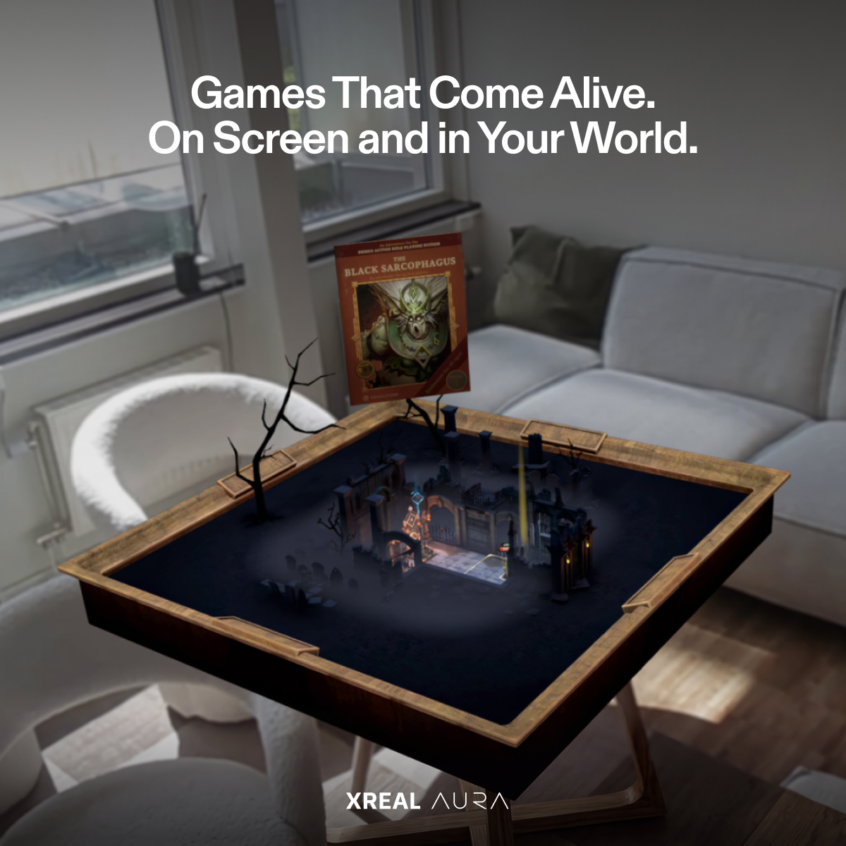 XREAL_Global's tweet photo. Powered by Android XR, XREAL AURA combines millions of your favorite apps from Google Play, over 100 experiences made for XR, and real-time help from Gemini in one portable experience.