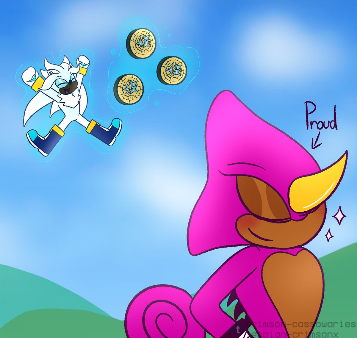 ExhaustedArtis1's tweet photo. #espilverweek2026 Espilver week day 5: Training
Espio needed some help with his training and with Silvers help he hit all his targets ๐ #Espilver #espiothechameleon #espilverweek #silverthehedgehog https://t.co/5jlx2rUDNV