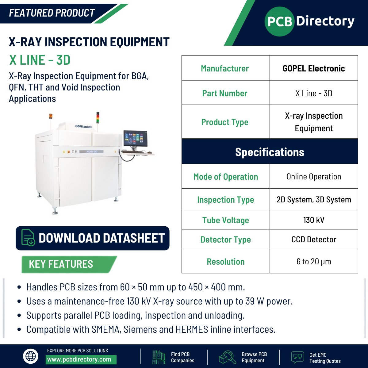 PCB_Directory's tweet photo. The X-Line 3D from GOPEL Electronic is a high-performance 3D X-ray inspection (AXI) system for PCBs, capturing 2D, 2.5D, and 3D (slice images with planarCT) images in a single pass.

Read more: https://t.co/EA9v66TGnM

#XLine #XRayInspection #AXI #3DXRay #PCBInspection https://t.co/glj1kQq0oH