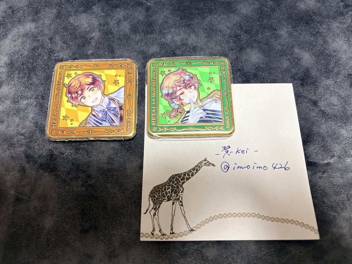 imoimo426's tweet photo. ヘタリア原画展　交換
ランダムスクエアメタル缶バッジ

【譲】　西　葡

【求】　露　加　英　日

郵送、
もしくは都内、原宿〜千駄ヶ谷間で所用有
10/31 夜  11/6  11/8 に時間次第で手渡し交換。

ゆるぼの為、フライチケットが終わったら消す可能性がございます。 https://t.co/ptjT2ns0VP