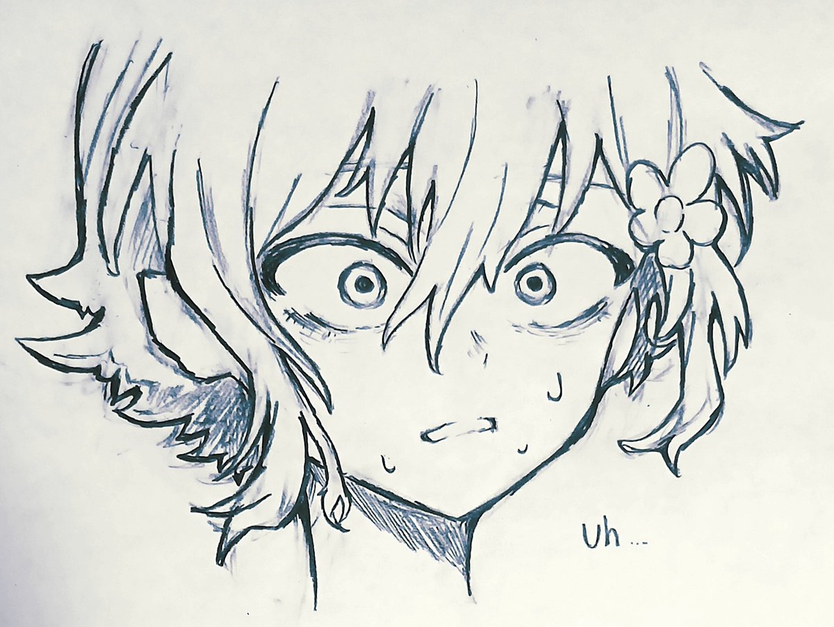 As2000sakur's tweet photo. バジル🌼
#OMORI 　#BASIL　#アナログイラスト https://t.co/USLd1JrcMH