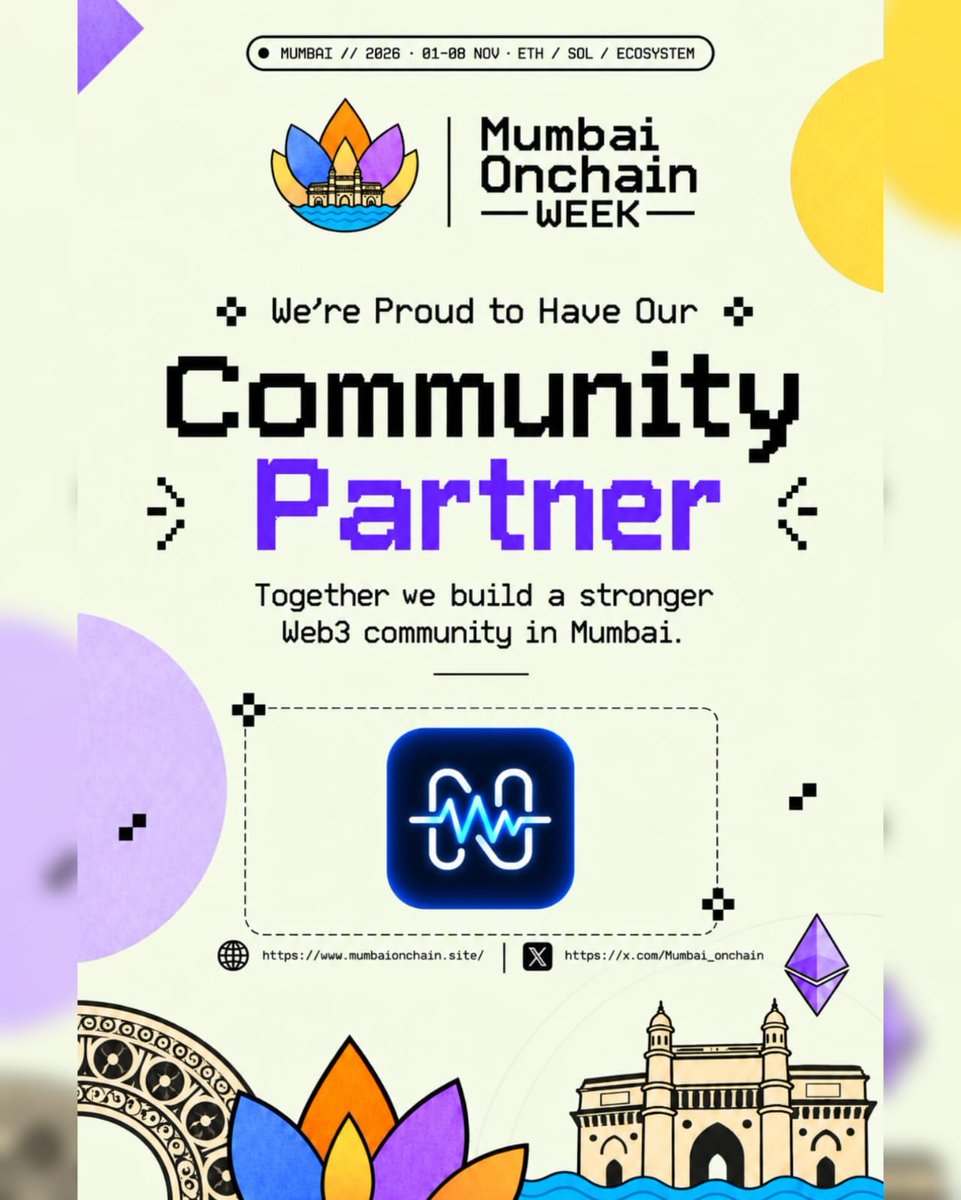 Mumbai_onchain's tweet photo. Mumbai Onchain Week lineup just got stronger!
Welcome @joinimblux 🤝 as an official Community Partner!
📲 Download Mumbai Onchain now
https://t.co/DHweeN62vS 
 discover events, find builders &amp; connect with the Web3 fam! 
📍 Mumbai | Nov 1–8 | 
Devcon Week 🇮🇳 https://t.co/3We4t46PNF