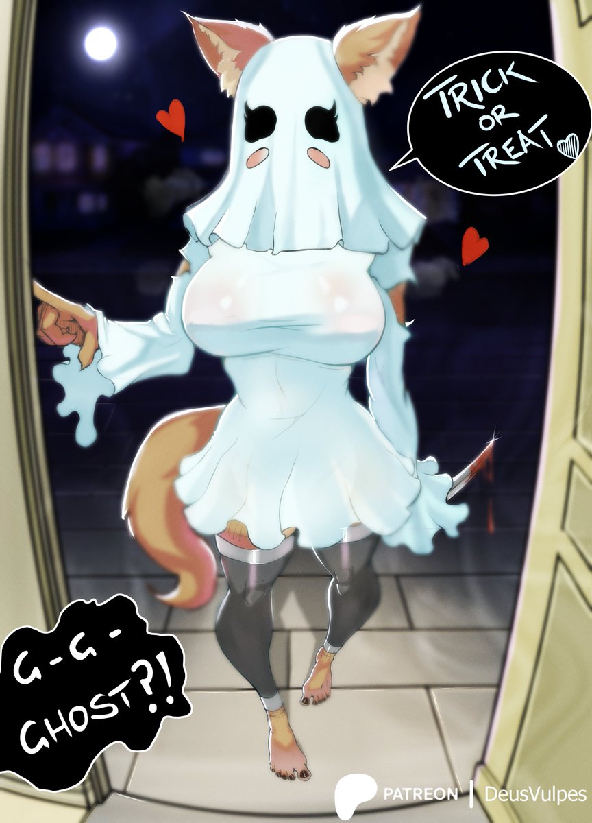 DeusVulpesX's tweet photo. Ghooost! (spooky season repost) #furry #halloween #ghost https://t.co/6bchBLTvJm