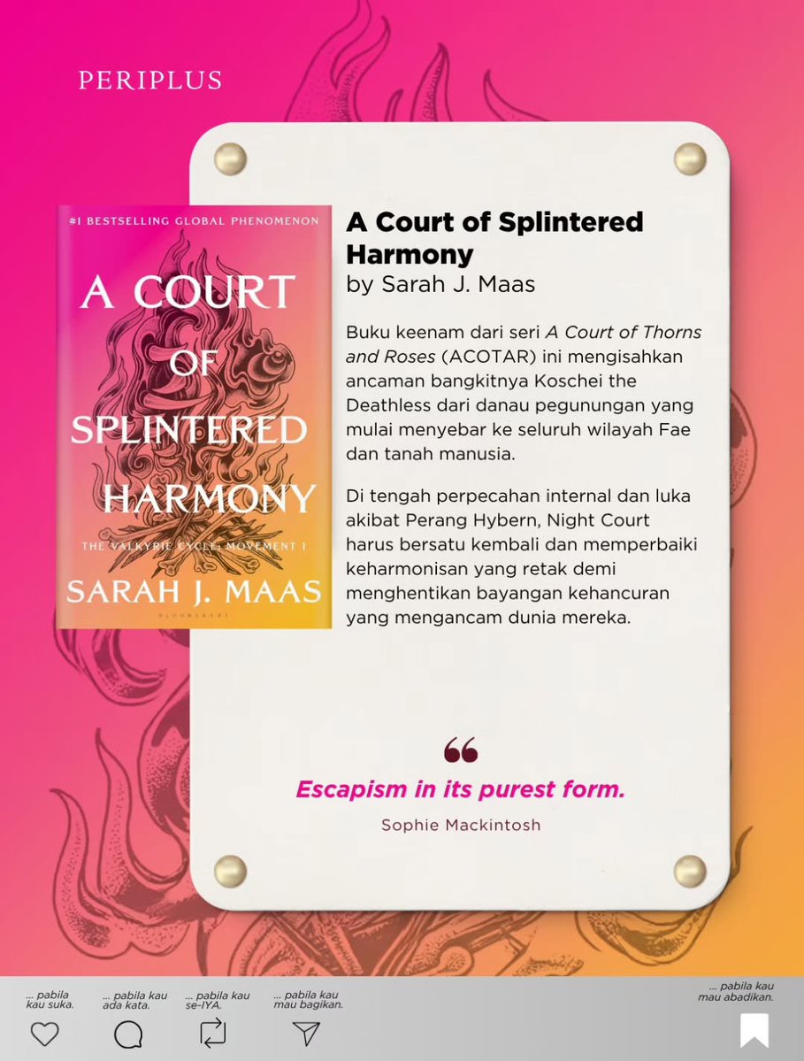 Periplus_Store's tweet photo. Ada beberapa novel yang masuk dalam shortlist The Booker Prize 2026, buku keenam seri ACOTAR karya @sarahjmaas , penutup seri Gods of the Game karya @authoranahuang , hingga kumpulan cerpen karya @reda.gaudiamo yang menawarkan cerita-cerita dekat dengan kehidupan. https://t.co/RSqwCuEpyt