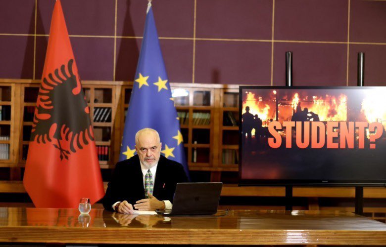 rtklivecom's tweet photo. 🇦🇱 PM @ediramaal accused groups allegedly linked to Antifa of planning violent protests in Tirana over several months, claiming police have information on the entry of masks and explosives.
 https://t.co/3lKqDXvGyp https://t.co/q05IyzyBGh