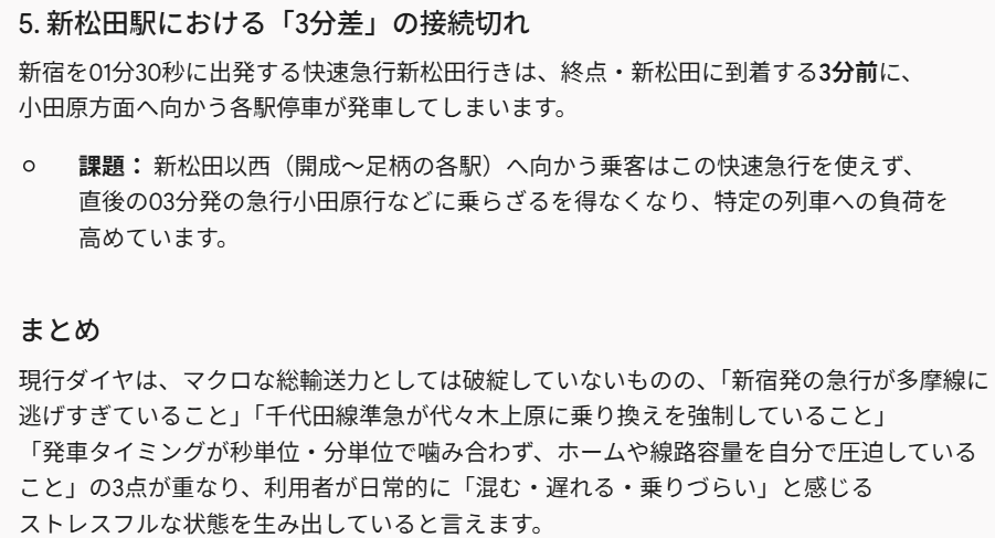 Sg334M's tweet photo. AIに小田急の平日夜のダイヤの課題点を聞いてみた結果AIも急行唐木田は問題視してるようだ https://t.co/vLKyvMD0xB