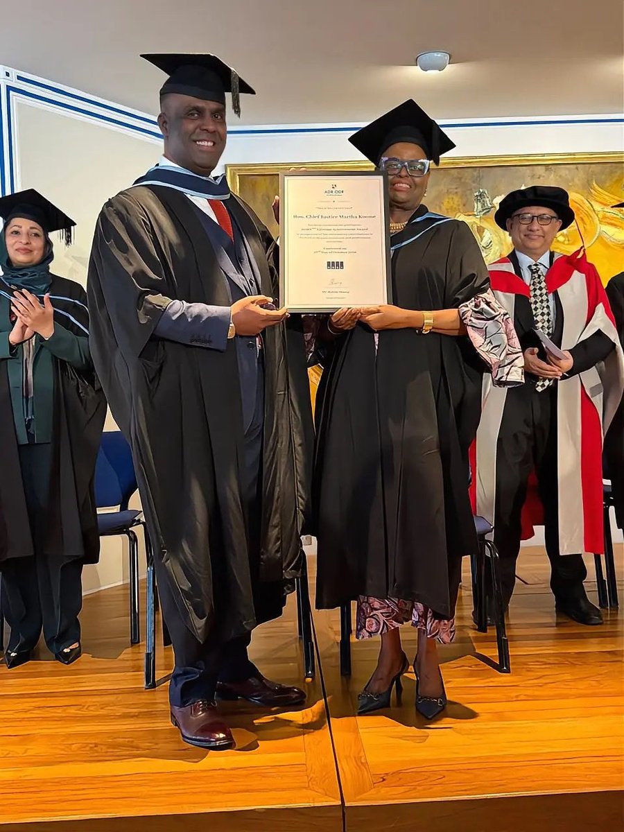 KenyaMissionUK's tweet photo. Deputy Head of Mission, Amb. @ikchir saw off @CJMarthaKoome in London following her participation in the Alternative Dispute Resolution (ADR) and Online Dispute Resolution (ODR) International Graduation Ceremony, where she received a Lifetime Achievement Award in recognition of her exceptional leadership and longstanding contribution to the advancement of ADR and people-centred justice, both in Kenya and internationally.

A proud moment celebrating Kenya’s contribution to advancing access to justice and strengthening people-centred approaches to dispute resolution.

@ForeignOfficeKE @MusaliaMudavadi @SingoeiAKorir @roselinenjogu @MMakoloo