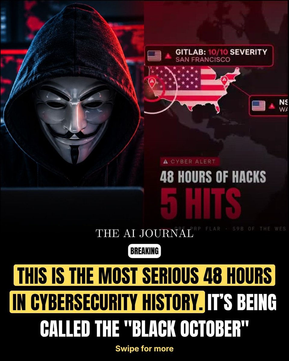 TheAIJournal1's tweet photo. “Black October” is a viral label, not an official cybersecurity assessment.

AI lets attackers scan, test  adapt continuously, while many organisations still patch manually.

The cyber race is becoming a competition between automated offence &amp;  defence. https://t.co/tDP9gKn5X7