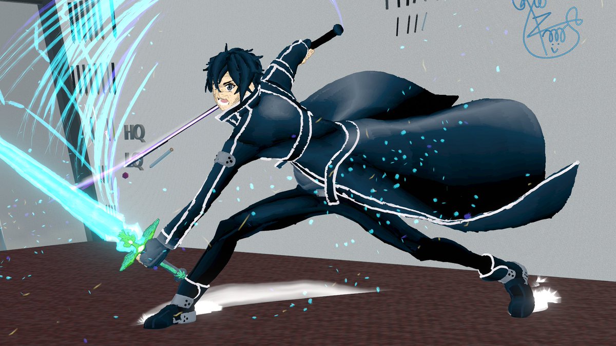 B1ue_F0rest_'s tweet photo. #VRChat で描いた

『ソードアート・オンライン』より、
　　  『黒の剣士キリト』

全体のバランスや色使いと細かいディテールにこだわっています。

リプ欄にも画像があるので
ぜひ見ていってください！

#VRC #VRChatArt ＃SwordArtOnline #ソードアート・オンライン #キリト #ペンの多い集会所 https://t.co/lBcdjhHPIi
