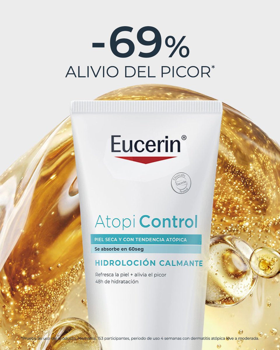 EucerinES's tweet photo. ¿#Pielatópica y con picor? 💙 #AtopiControl Hidroloción Calmante:
✔️ Con licocalcón A, ácido hialurónico y ceramidas.
✔️ Su fórmula ultraligera se absorbe en 60 segundos y refresca la piel.
✔️ Hidrata 48 horas y regenera la barrera cutánea.
https://t.co/8wjmLqrown https://t.co/a3bQqtk5ep