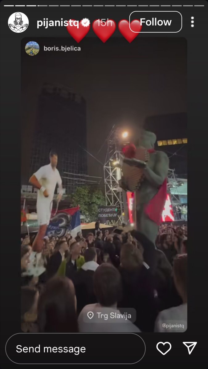 NovakAnalysis's tweet photo. They posted "When will Djokovic return to Serbia?" And Novak @DjokerNole  and Jelena Djokovic @jelenadjokovic  liked it as response.
The people's champion is always with his people.❤
#GOAT beyond tennis
#Serbia #StudentiPobeđuju https://t.co/bTe8qYeJMG