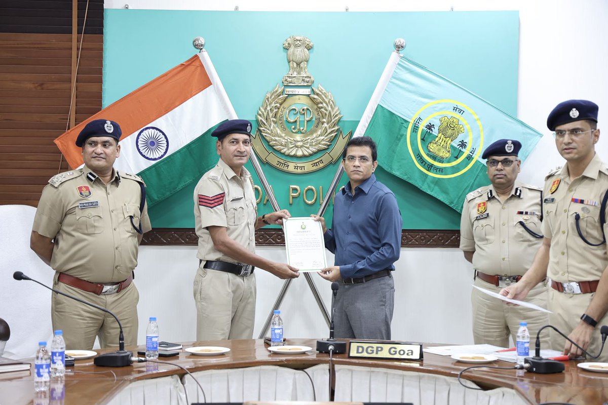 Goa_Police's tweet photo. Today, @DGP_Goa Shri Alok Kumar, IPS, felicitated officers and staff of the Crime Branch, North Goa District Police and PRISM for their role in detecting the Casino Firing Case (Porvorim PS FIR No. 66/2026) and presented them with Certificates of Commendation.

He lauded their exemplary investigation, dedication and professionalism.