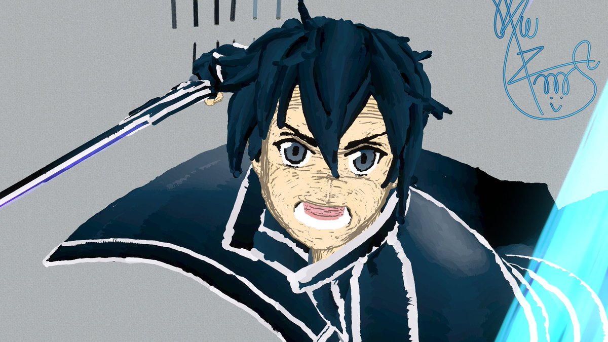 B1ue_F0rest_'s tweet photo. #VRChat で描いた

『ソードアート・オンライン』より、
　　  『黒の剣士キリト』

全体のバランスや色使いと細かいディテールにこだわっています。

リプ欄にも画像があるので
ぜひ見ていってください！

#VRC #VRChatArt ＃SwordArtOnline #ソードアート・オンライン #キリト #ペンの多い集会所 https://t.co/lBcdjhHPIi