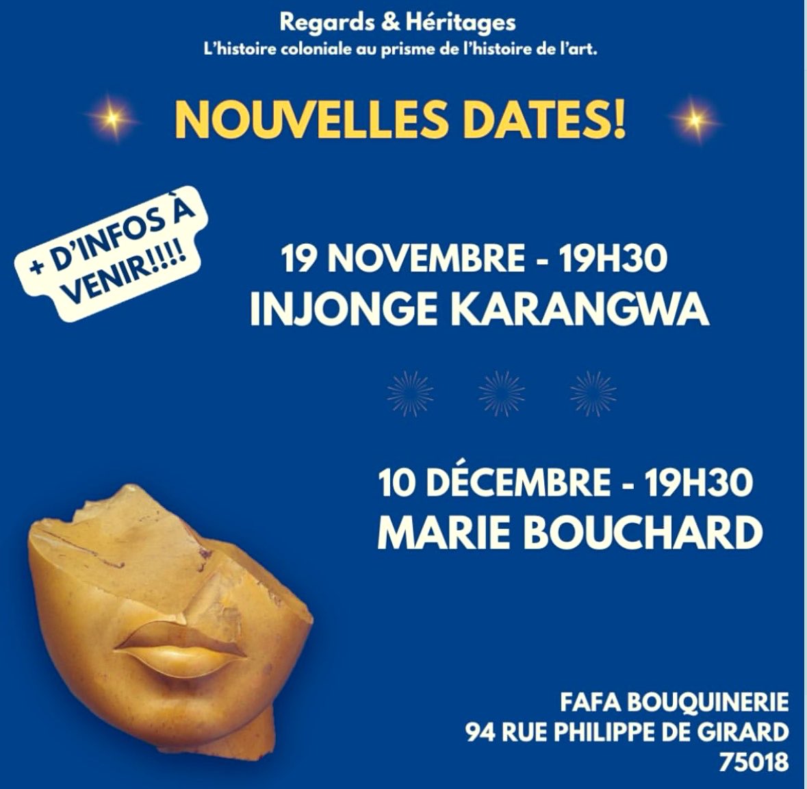 InkuruLibrary's tweet photo. Injonge Karangwa participera en novembre à des moments d’échange et de réflexion collective autour de l’histoire de l’art et de l’histoire coloniale, à Paris, en France.

Regards &amp; Héritages.

#Poetry #Storytelling #GusomaChallenge #DigitalMuseum https://t.co/px12hewzih