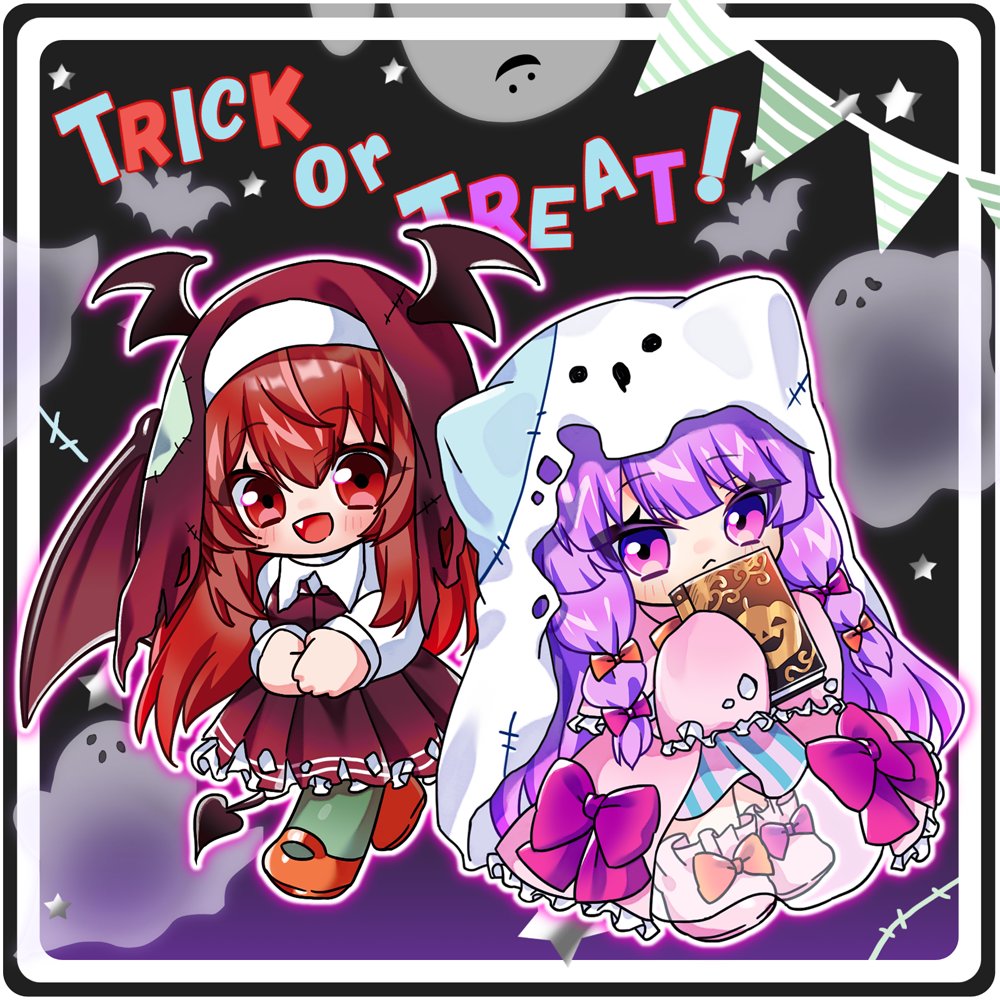 gen_suv_bu's tweet photo. ハロウィンイラスト🎃
パチュリー＆小悪魔！ 
#東方Project https://t.co/Tj1DcHLFA3