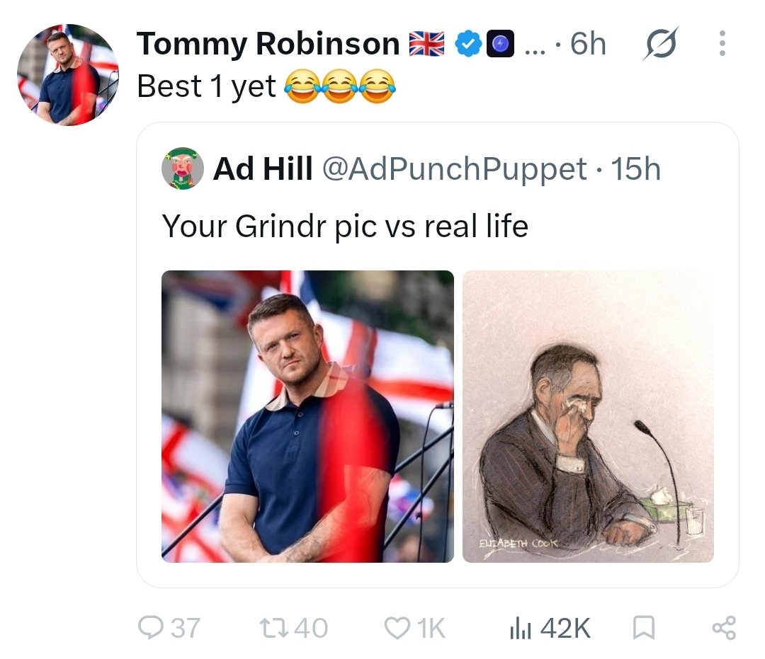 I_amMukhtar's tweet photo. Tommy Robinson is trying to laugh it off, but he’s absolutely fuming about these memes. https://t.co/TfWITKRv0R