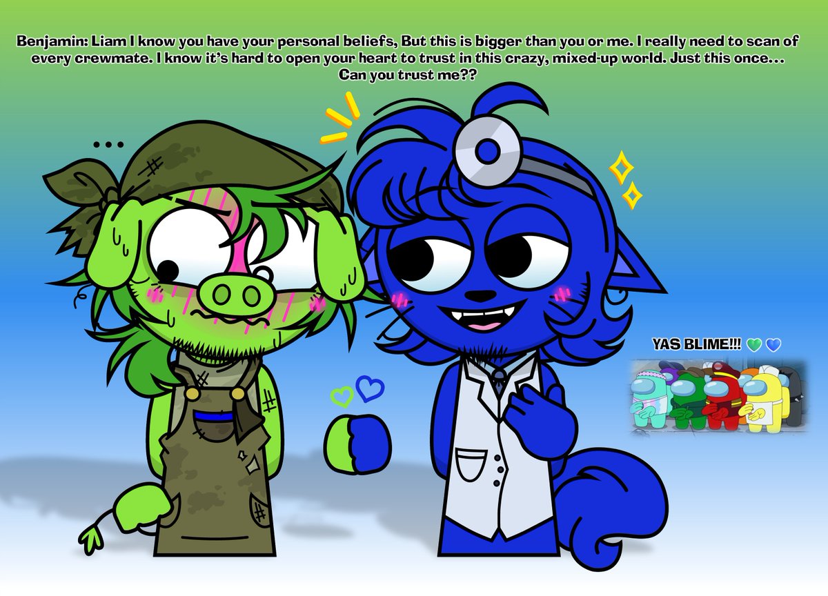 TheSpaceyMario2's tweet photo. Benjamin/Blue &amp; Liam/Lime from The Among Us Show (Sprunkway Artstyle) 💙💚💙💚 #amongusshow #amongusblue #amonguslime #blime #sprunki #sprunkway

Credits to my lovely Girlfriend @angelika_leyva 
(The creator from her Mission Imposter AU) + She is so obsessed with Blime lolXD https://t.co/9thBV4c52t