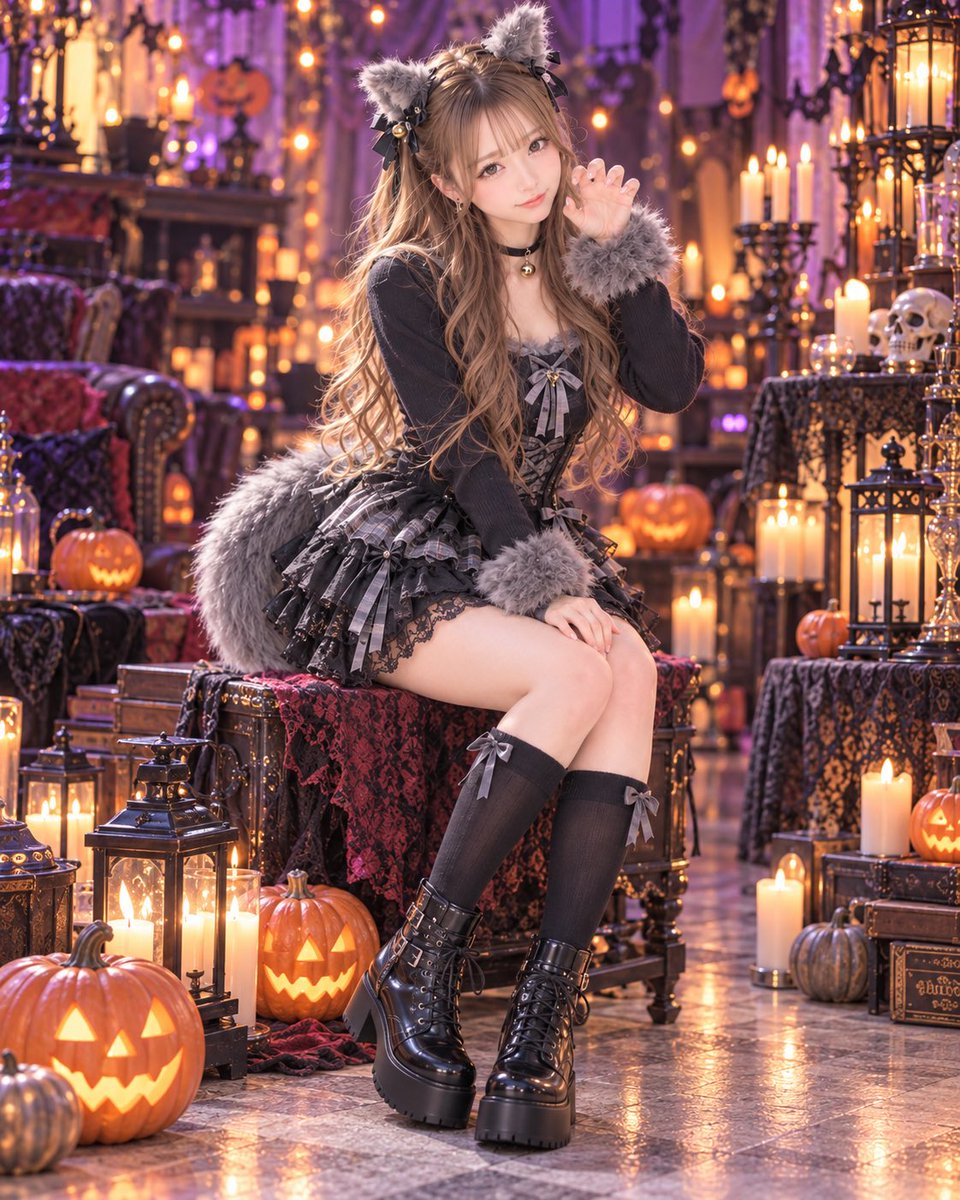 mzflef's tweet photo. ハロウィン狼さん🐺🎃🖤
がおーっ✨

#ハロウィン #Halloween #狼コスプレ #コスプレ #AIart https://t.co/cLQGy5t2OI