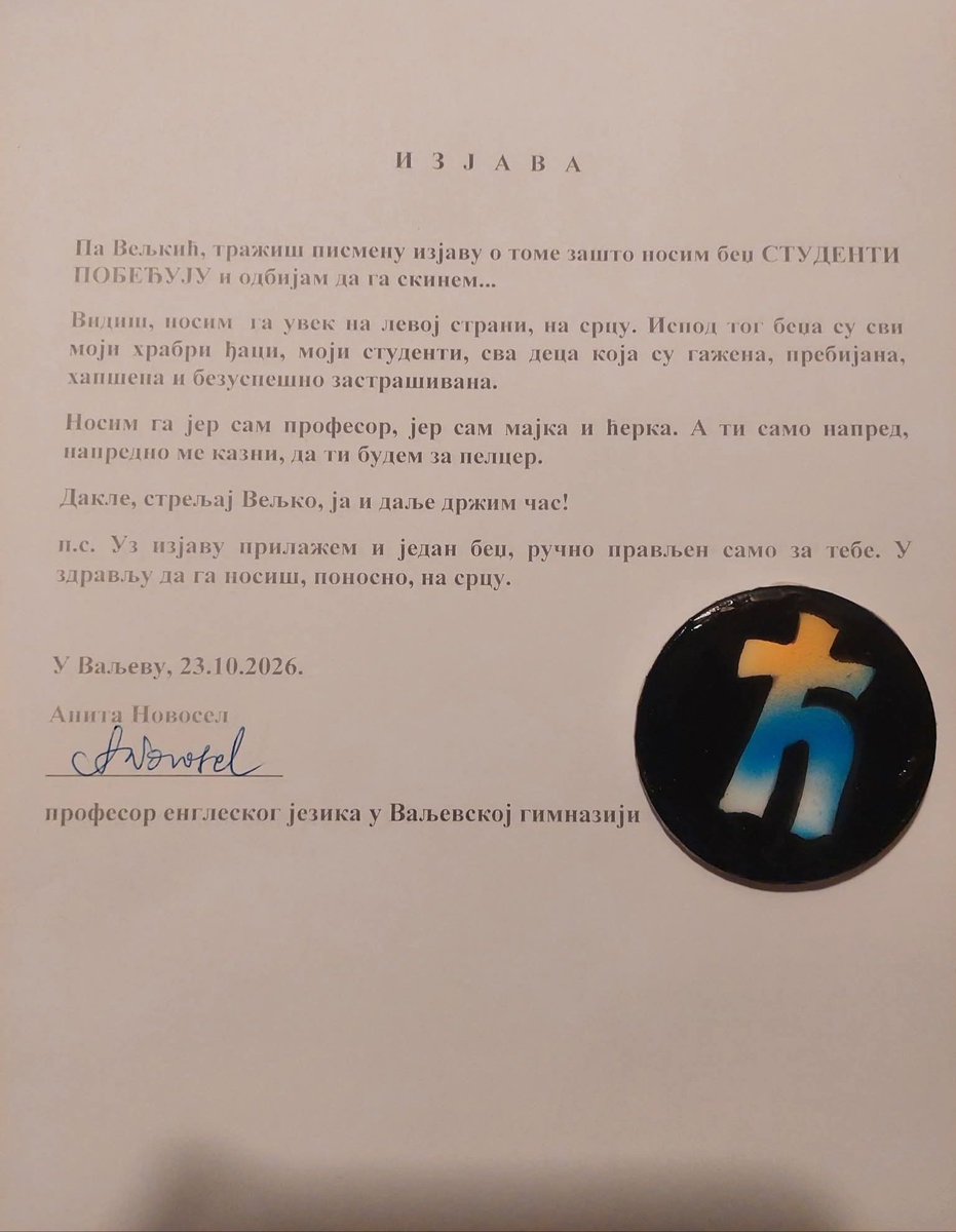 BANEIVKOVIC014's tweet photo. Valjevke su posebna sorta❤️
Odgovor profesorke direktoru Valjevske gimnazije. https://t.co/BTcH7bVj9A