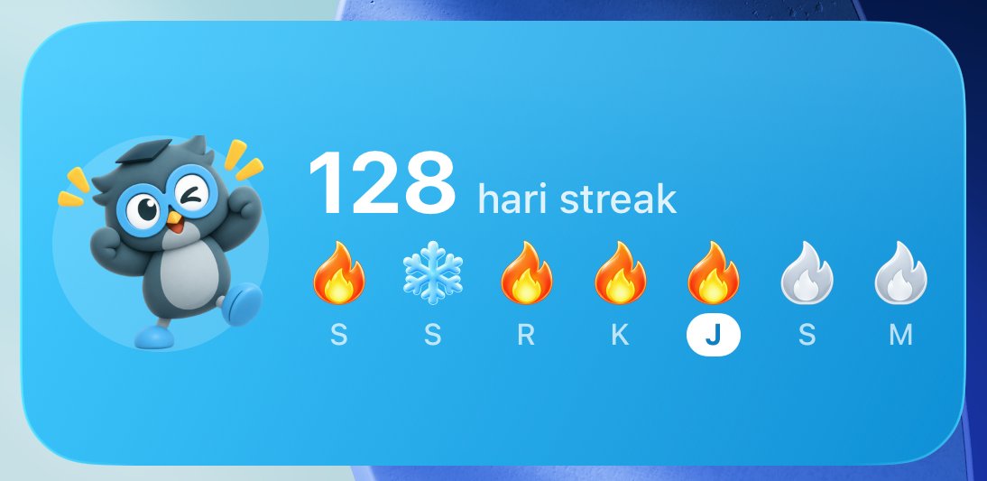 SkulingID's tweet photo. @icelasolole Nih sekarang streak ada widgetnya loh, bisa banget dipasang yukk biar kamu ga kelupaan lagi!😍 https://t.co/Xrw7eJKJle