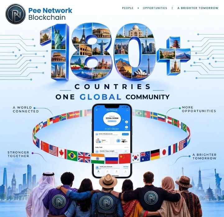 PeeNetwork_tech's tweet photo. 180+ COUNTRIES. MILLIONS OF POSSIBILITIES. ONE SHARED VISION.

People from over 180 countries, different cultures, different backgrounds, and different walks of life coming together around one vision: building a future where technology creates more opportunities and trust becomes the foundation of global commerce.

That is the spirit behind Pee Network.

We are building a Layer 1 blockchain focused on trusted business identities, verification, reputation, and commerce—an ecosystem designed to connect people, businesses, and opportunities across borders.

But a brighter tomorrow doesn't happen by simply believing in a vision. It takes participation, collaboration, and a community willing to grow together.

Keep mining $PN. Invite your friends and family. Connect with people across borders. Share the vision and help more people discover Pee Network.

Whether you're a crypto enthusiast, entrepreneur, student, business owner, or someone discovering blockchain for the first time, there is room for you to learn and participate in this journey.

Our ambition is global. Our community can be global. And the opportunities we work toward should reach beyond borders.

Let's keep building bridges between people, connecting communities, and working toward a brighter tomorrow—one invitation, one idea, and one community at a time.

#PeeNetwork #Blockchain #GlobalCommunity #MobileMining #Web3