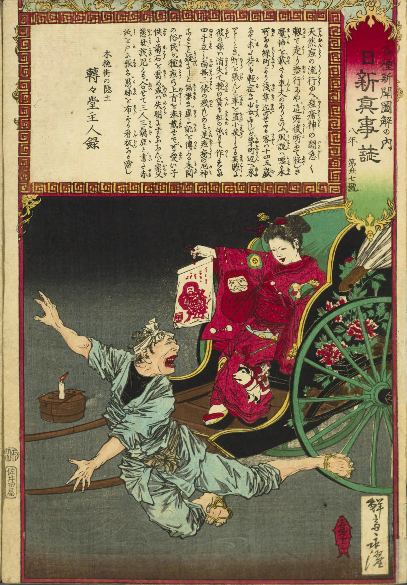 Kakusyu shimbun zukai no uchi: Nisshin shinjishi, Number. 37, 1875, collected by Tentendo shujin (TAKABATAKE Ransen), painted by SENSAI Eitaku. Saidaya, 1875, 1 sheet. (Included in Shimbun furoku azuma nishiki-e) 