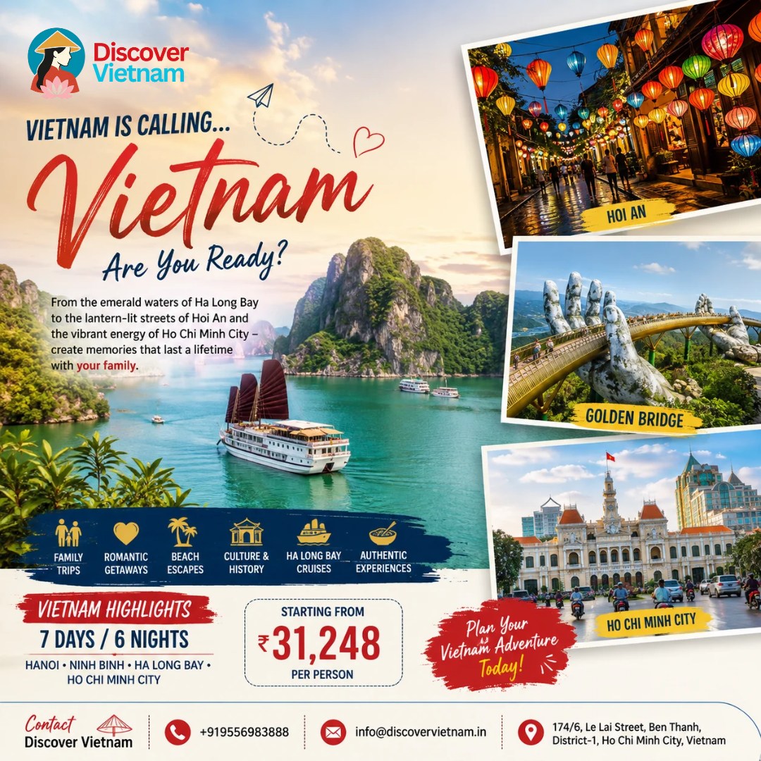 nida_mesut's tweet photo. Vietnam is calling. From Ha Long Bay and Hoi An to the Golden Bridge and Ho Chi Minh City, create unforgettable memories with a 7-day Vietnam escape. Hanoi, Ninh Binh, Ha Long Bay and more, from ₹31, 248 per person. https://t.co/VvkVPlw2Oe