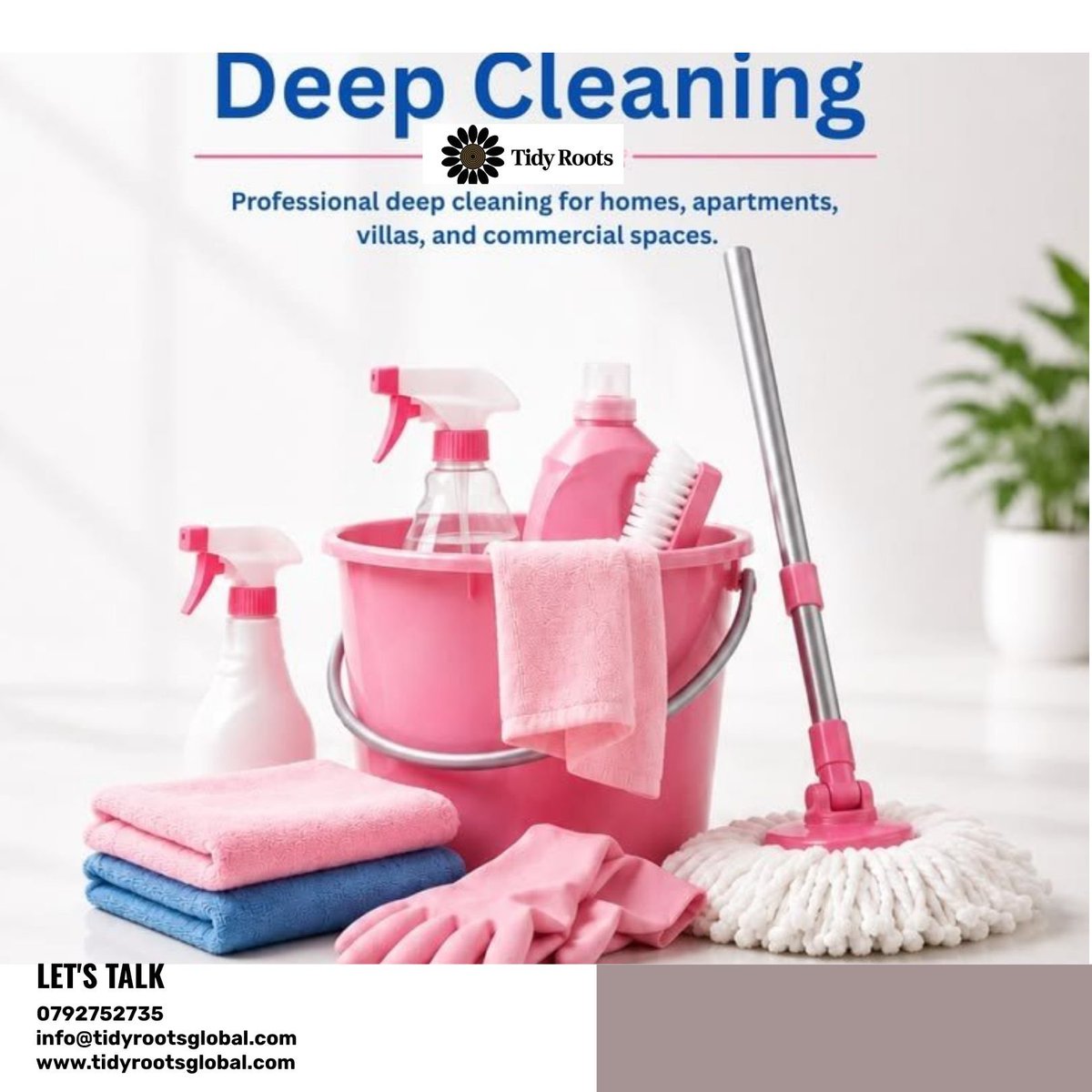 TidyRoots's tweet photo. A quick tidy-up hides the dirt—deep cleaning removes it. Tidy Roots Global's professional deep cleaning reaches the places regular cleaning misses: baseboards, grout, vents, behind appliances, inside cabinets, ceiling fans, and more.#TidyRootsGlobal #HomeCleaning #DeepClean https://t.co/RbbN0DDds8