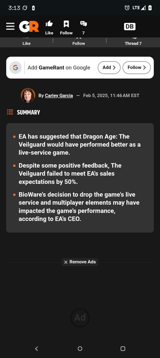 livewiregaming_'s tweet photo. @Seramurai_ @Ancient11572441 I mean here is source #5, also the 2nd time EA said sales were 50% lower than they needed. 

So, every analyst is wrong? Only Red, who's clearly mentally ill is correct? Gotcha. It makes sense now. https://t.co/ljW3FJ8eul