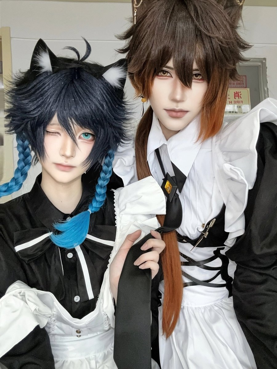 starstarmew's tweet photo. 🔶🍃一起穿女仆装 #Zhongven #cosplay https://t.co/huBrQCx8au