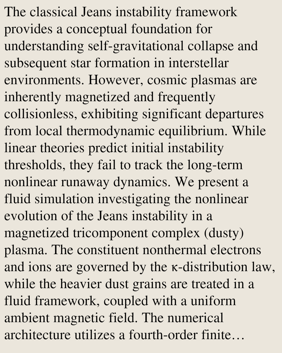VPHM's tweet photo. Evolution of Jeans instability in nonthermal magnetized complex plasmas

Dipankar Ray, Pralay Kumar Karmakar, Bharati Kakad, Amar Kakad
https://t.co/uqKIgkrJ9b [𝚙𝚑𝚢𝚜𝚒𝚌𝚜.𝚙𝚕𝚊𝚜𝚖-𝚙𝚑 𝚊𝚜𝚝𝚛𝚘-𝚙𝚑.𝙷𝙴 𝚊𝚜𝚝𝚛𝚘-𝚙𝚑.𝚂𝚁] https://t.co/XIBdedYitA