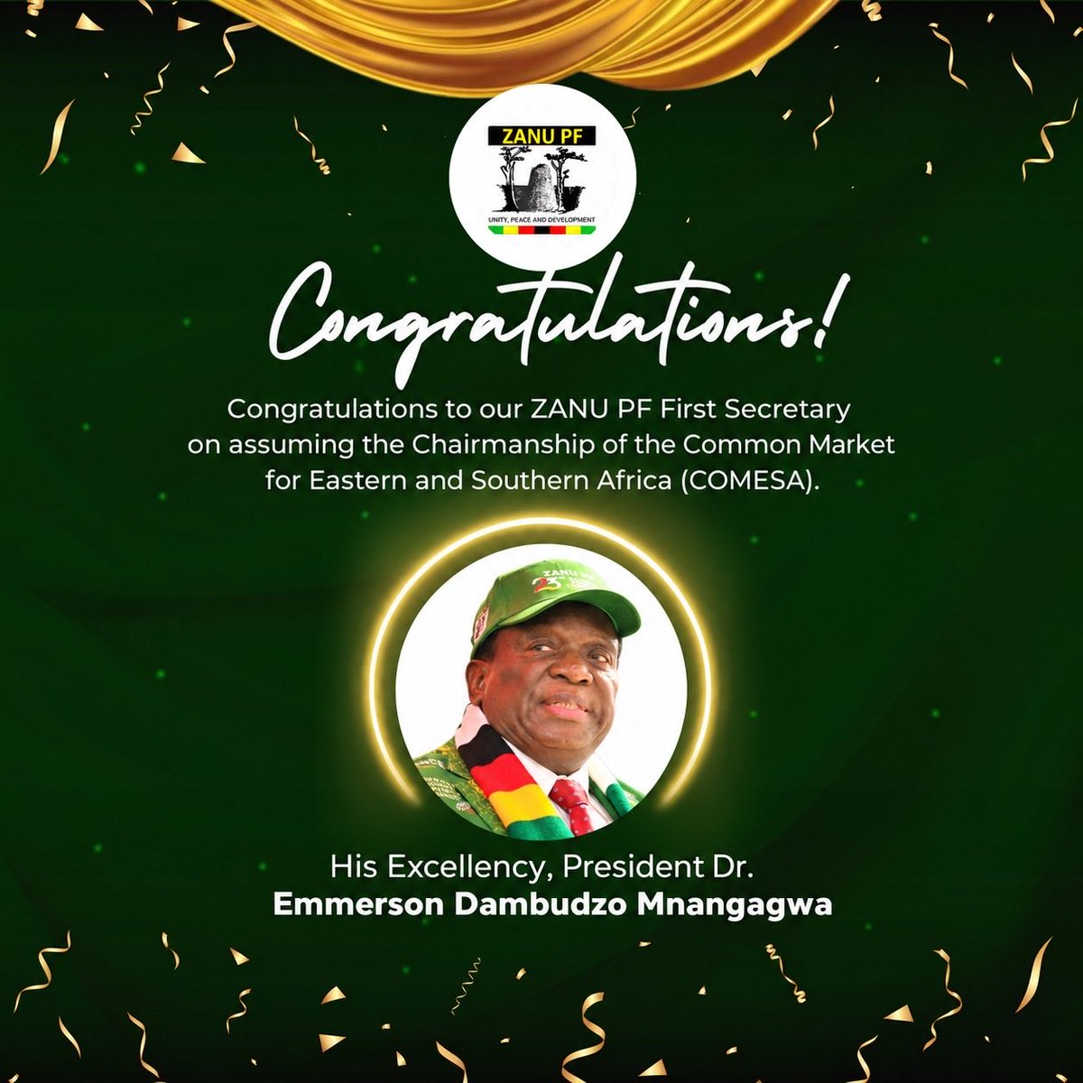 NcubeMadison's tweet photo. Makorokoto Chairman President @edmnangagwa https://t.co/BmTBMG9f3w