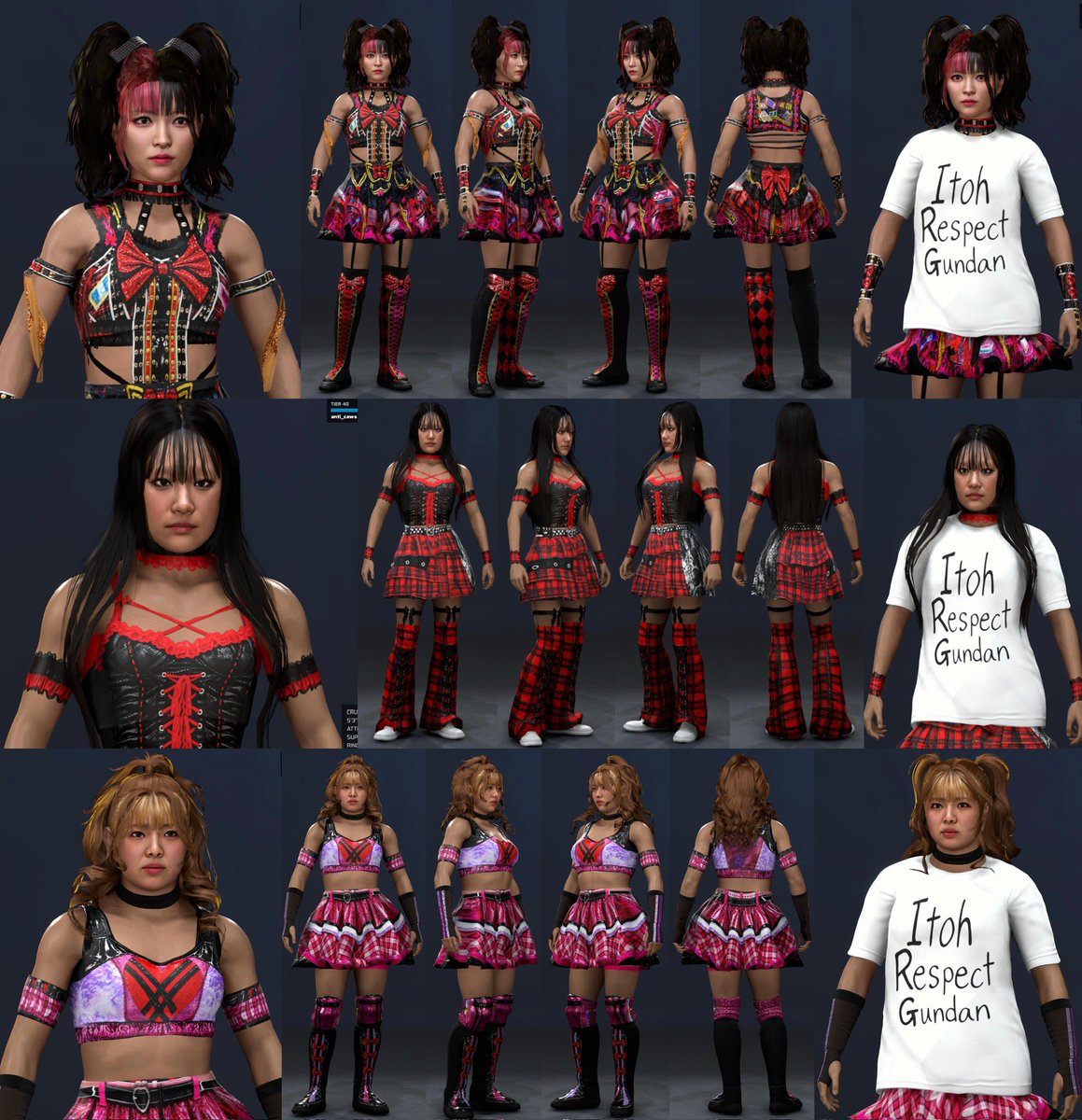 anti_caws's tweet photo. NOW AVAILABLE for #WWE2K26, Maki Itoh!! Kikyo Furusawa!! Rian!! #STARDOM’s newly recognized unit, Itoh Respect Gundan…FOREVER!!🖕🤪

Itoh and Rian movesets mostly by Moonsaults

Kikyo moveset by capnbuh 

All entrance/victory motions by @IDreamOfJoshi 

#伊藤麻希 #古沢稀杏 #梨杏 https://t.co/MzmTWlhbtG