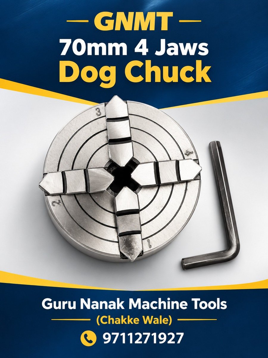 GNMTCHUCKS's tweet photo. Looking for a 70mm 4 Jaws Dog Chuck?
Explore quality machine tool products with Guru Nanak Machine Tools.
📞 Enquiries & Orders: 9711271927
#LatheChuck #DogChuck #IndependentChuck #lathe #MachineTools https://t.co/PnuCzlVkzh