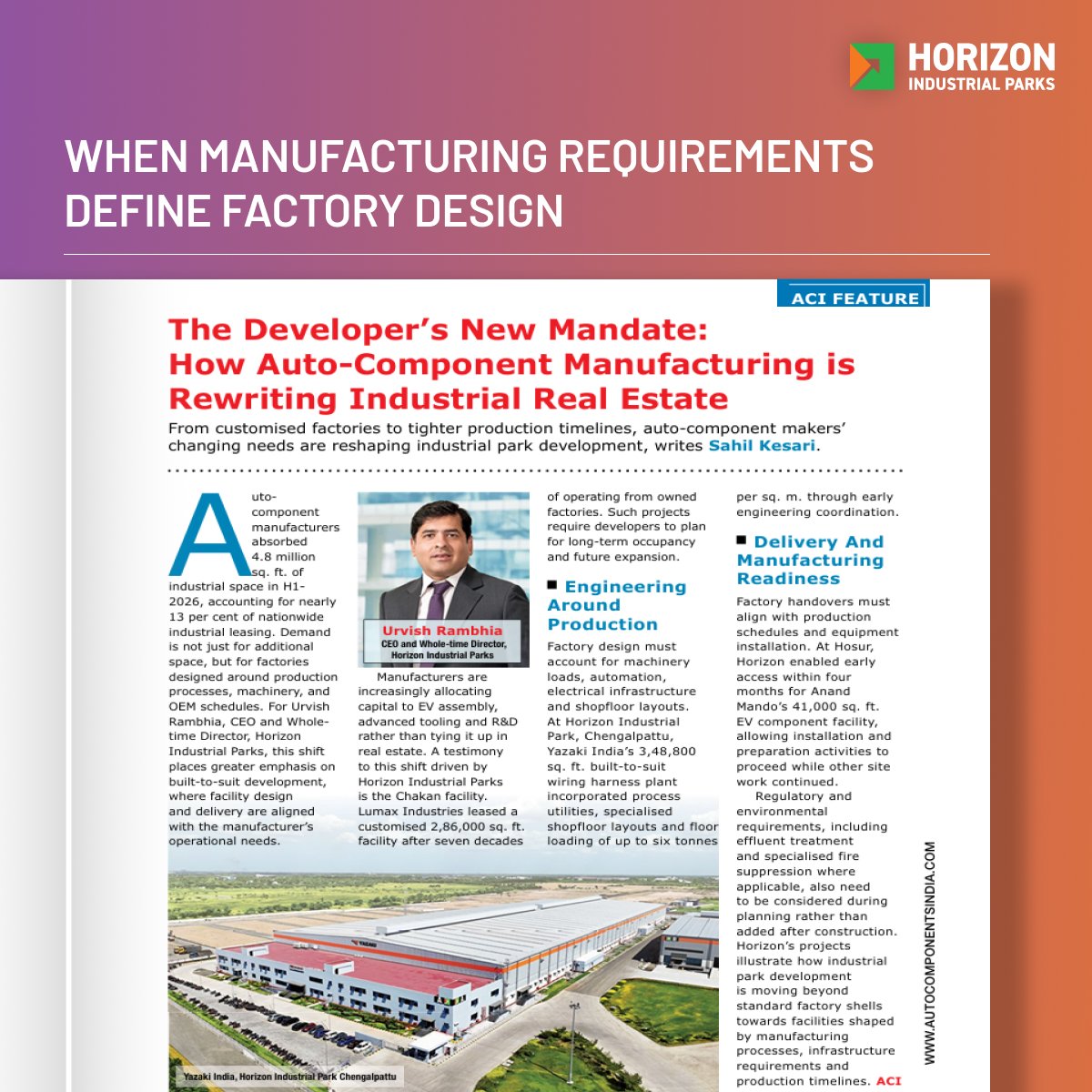 horizon_parks's tweet photo. A factory delivered on schedule isn’t always production-ready. Urvish Rambhia explores how manufacturing needs are reshaping industrial real estate.

Read more: https://t.co/yxoH00Rc9n

#HorizonIndustrialParks #AutoComponents #Manufacturing https://t.co/85NW4AV8yr