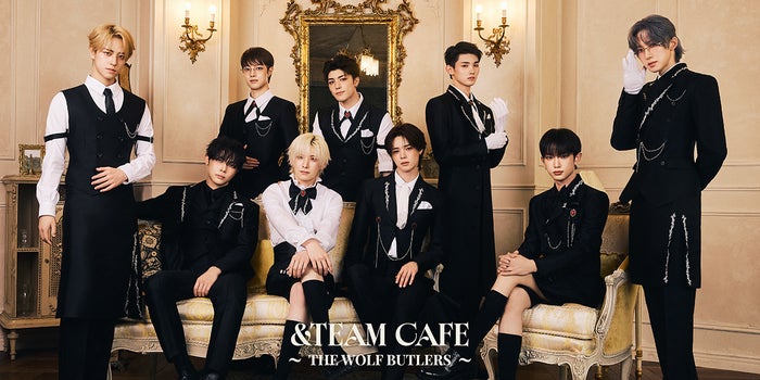 modelpress's tweet photo. 「&amp;TEAM CAFE～THE WOLF BUTLERS～」
東京・大阪・愛知で開催決定🤍🖤

 “執事”テーマにアフヌンやメンバーピックの紅茶など提供☕
https://t.co/Pdq86RITy0

・優雅なティータイムを演出する
食事プレート、パフェ、ドリンク
・撮り下ろしグッズ、特典も充実 https://t.co/ZYh1Atz2o5