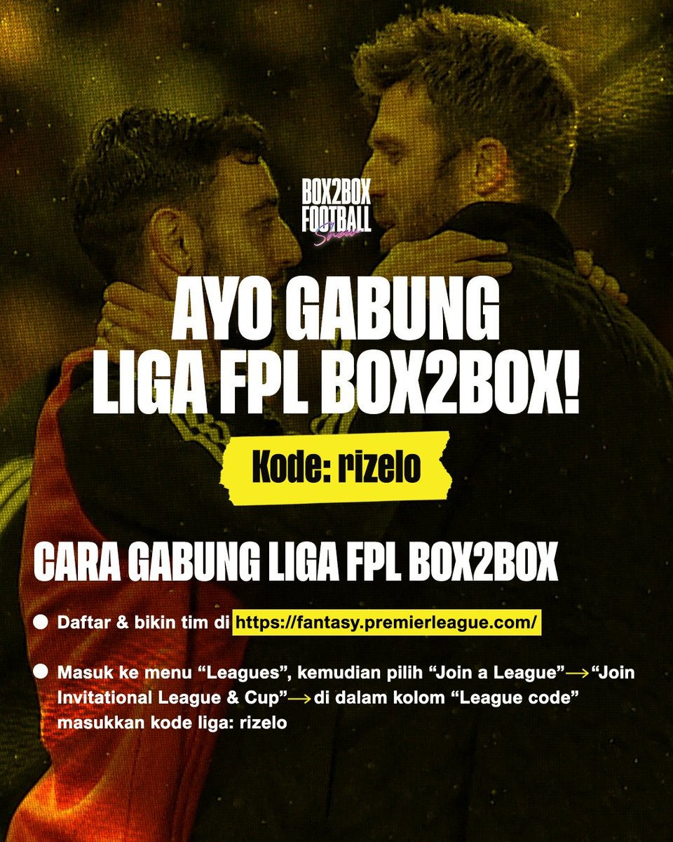 Box2BoxBola's tweet photo. Tips FPL GW 8

Kalian kaptenin siapa kali ini? 🤔

#B2BFPL https://t.co/CFoiQjiRvq