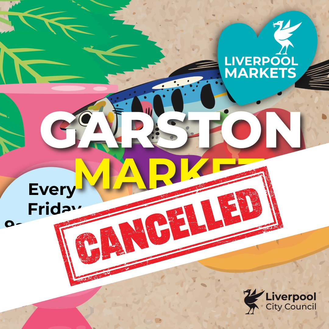 lpoolcouncil's tweet photo. Reminder❗ 

Garston Market is cancelled today - Friday 23 October - due to forecasted high winds.

The market will return as usual next week, and more information on our other markets is available here: https://t.co/ocOlaNjzhJ https://t.co/VfOavedAen