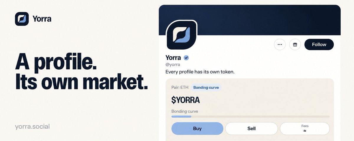 joinyorra's tweet photo. Discover the creator behind the market.

Yorra brings creator tokens, ETH trading, USD market data, and creator fee claims into one platform. Follow creators, share posts, reply, repost, and bookmark updates all alongside their markets.

https://t.co/Q2cKsK9CUD https://t.co/98nsqfCM7F