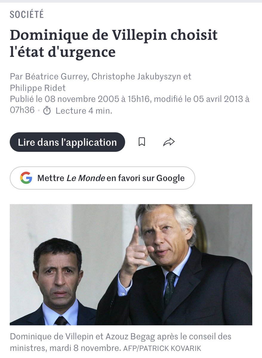 hothotZawalia's tweet photo. Il va falloir commencer à faire des compilations de qui est vraiment Dominique De Villepin parce que je vois trop de gens ignorants tomber dans le panneau

Vous êtes fâchés des couvre feu alors que quand il etait ministre il a declaré Etat d’urgence et couvre feu en 2005 https://t.co/hQFnIpbTpw