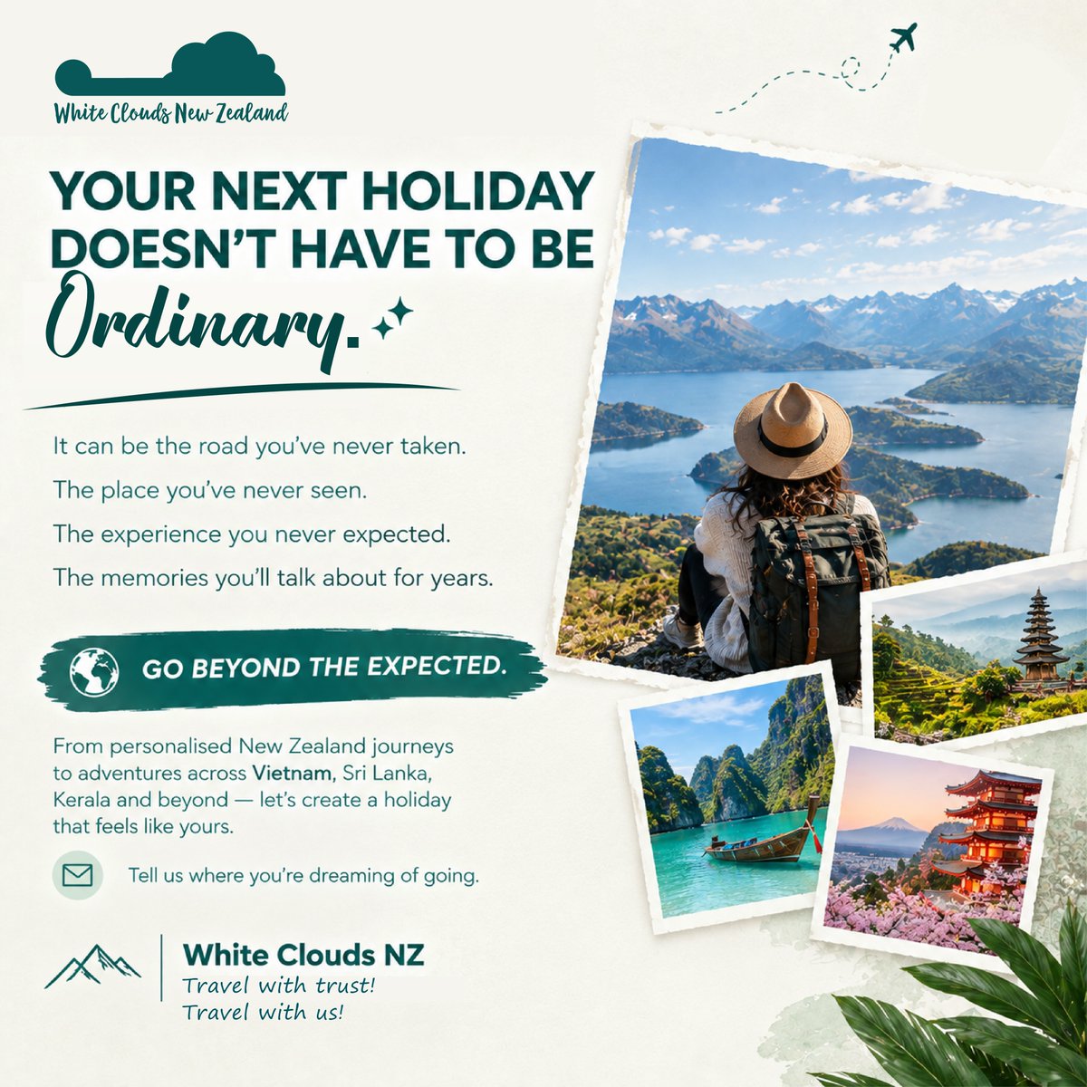 KANG14918's tweet photo. Your next holiday can be more than a break from routine. Discover new places, spontaneous adventures and unforgettable moments. At White Clouds, every journey is personal, meaningful and uniquely yours. Tell us where you want to go. https://t.co/MO6g1y3mXS