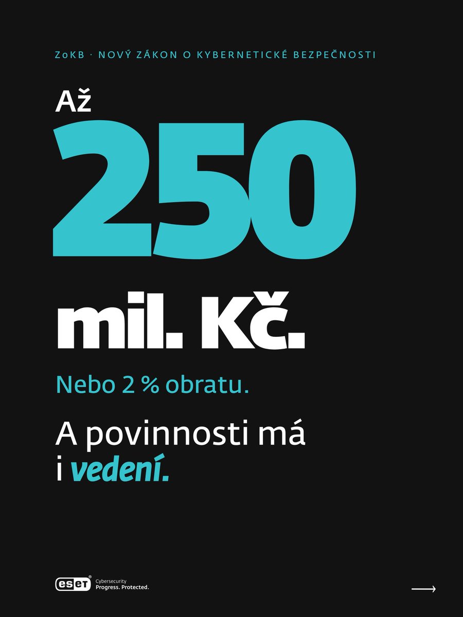 esetcz's tweet photo. Kyberbezpečnost už není jen záležitostí IT oddělení. Odpovědnost za ni nese i vedení firmy. 💻

📋 Zjistěte, jaké povinnosti se na vaši firmu vztahují, kdo za kyberbezpečnost odpovídá a na co se zaměřit při přípravě.

Více informací najdete na https://t.co/dflHIYe25g.

#ESET #Kyberbezpečnost #ZoKB #NIS2