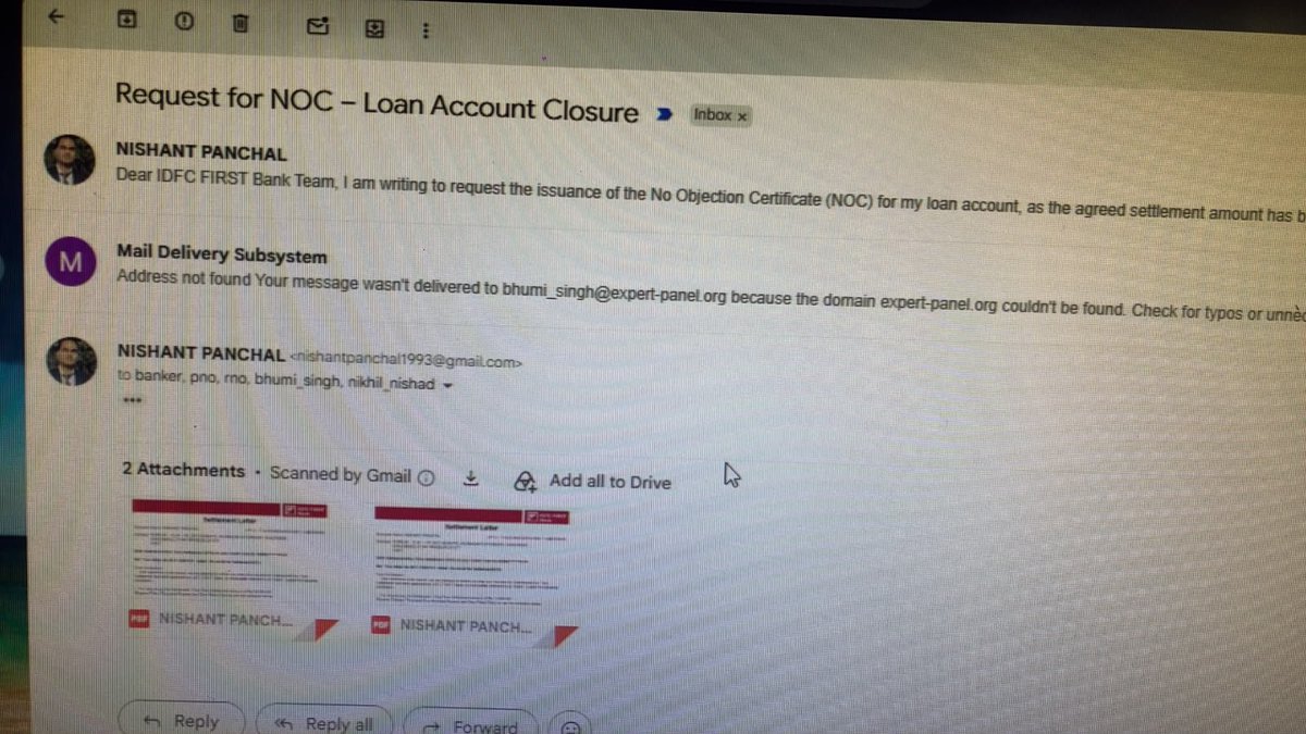 LaywerPanel29's tweet photo. @IDFCFIRSTBank, I have settled my loan and was promised the NOC within 45 days. However more than 50 days have passed and I still haven’t received it Despite emailing your team and contacting your agent I’m only being asked to wait without a proper response issue my NOC ASAP @RBI https://t.co/UNcSv9wWfa