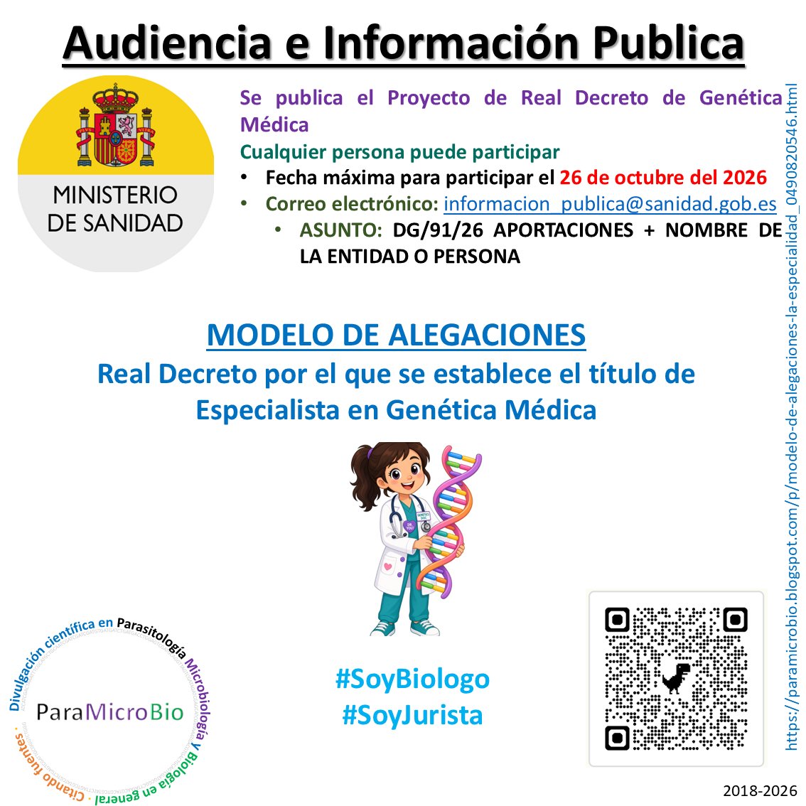 ParaMicroBio's tweet photo. Alegaciones al Real Decreto de Genética Médica
https://t.co/1v8vss4NBT https://t.co/UB3680AGne