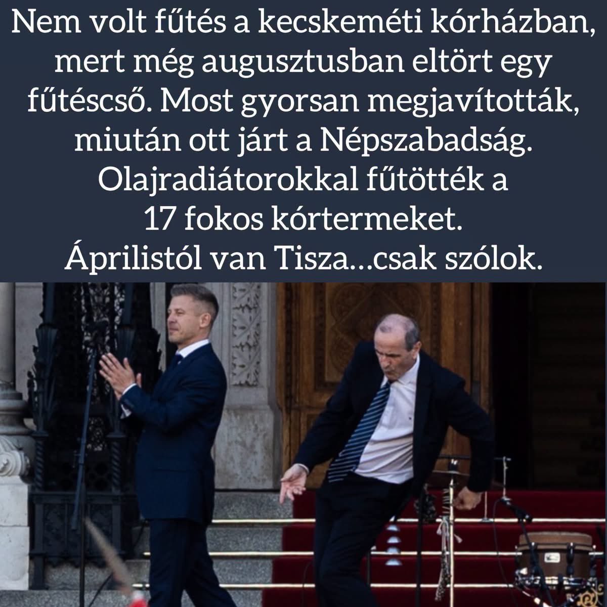CsifoNagySandor's tweet photo. 💁‍♂️ Előbb a Népszabadság majd a 24 is beszámolt az esetről ezzel a címmel: “Gyorsan megjavították a fűtést a kecskeméti kórházban, miután ott járt a Népszabadság.” Tánc van, munka nincs. Áragggyon! https://t.co/888fNg02WR