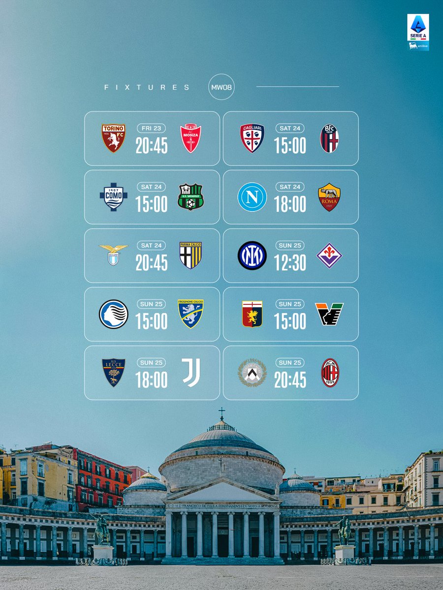 SerieA's tweet photo. Matchweek 8 🔓🔥

#SerieAEnilive https://t.co/DCOnvSO5TX