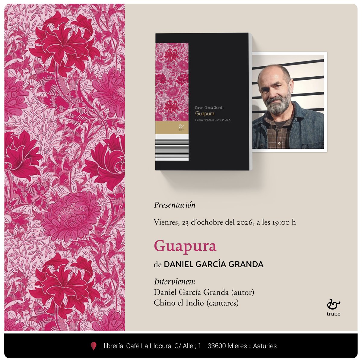 edicionesTrabe's tweet photo. ¡VIENRES DE TRABE!
Esta tarde tenemos trés presentaciones de llibros: '101 reseñes de lliteratura asturiana' de @MartaMoriArriba en Xixón; 'Guapura' de Daniel García Granda en @lallocura (Mieres); y 'Da-yos caña' de @xuneeliperaposo en Candás.
Esperámosvos en cualquiera d'elles. https://t.co/5Sw3Ax9C6J