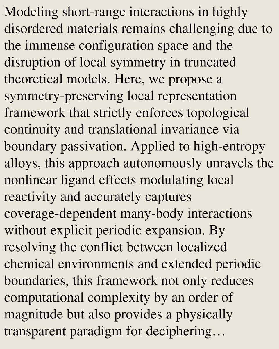 LFUS's tweet photo. Symmetry-Preserving Local Representation for Short-Range Interaction in Complex Materials

Hao Cheng, Tong Yang, Hao Wu, Haokai Hong, Zhongrui Wang, Shu Ping Lau, Wanyu Lin, Kay Chen Tan, Ming Yang
https://t.co/XZ64kdt9h3 [𝚌𝚘𝚗𝚍-𝚖𝚊𝚝.𝚍𝚒𝚜-𝚗𝚗] https://t.co/wpxuVHURnY