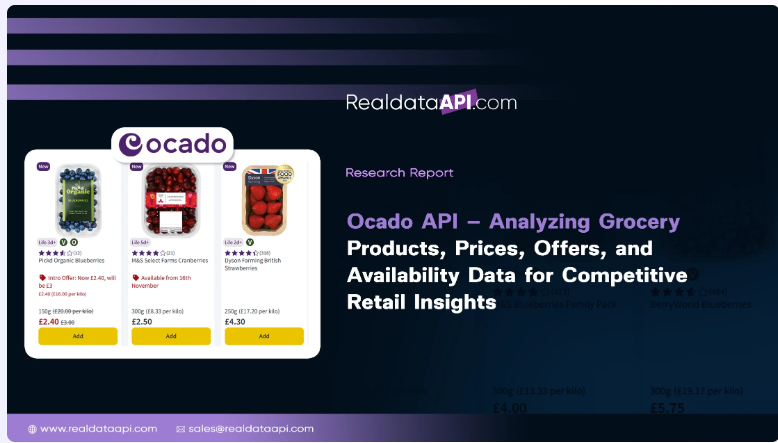 realdatascrape's tweet photo. 🛒 Track grocery market trends with the Ocado API! Analyze product listings, prices, offers, and stock availability for competitor benchmarking and retail insights.

#OcadoAPI #GroceryPricing #RetailData #RealDataAPI https://t.co/erge0PUIWa