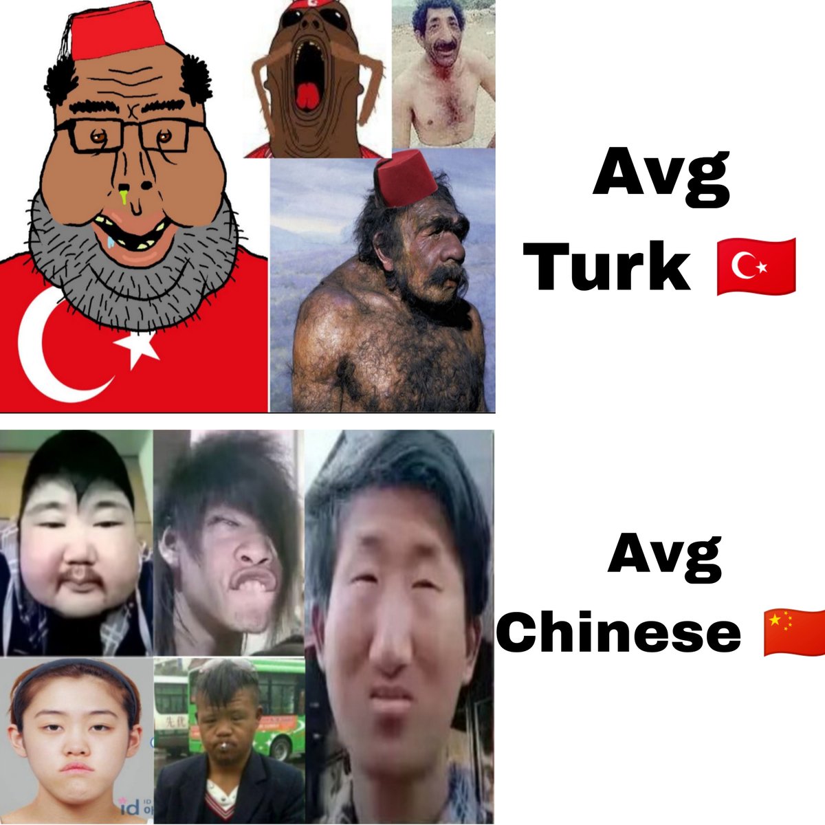 real_insight_1's tweet photo. "We wuz European"
                    vs
"We no yellow, we arl whaite race" https://t.co/Zd5EZ2Zi54